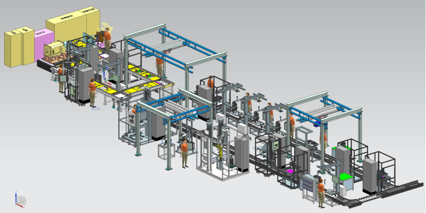 Gearbox assembly line 3D view 2
