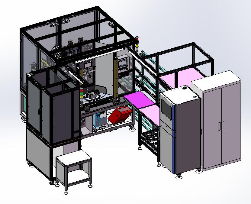 Hot air welding assembly line 3D view